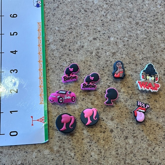 CROCS Barbie Pink‎ and Black Shoe Accents - Picture 2 of 5